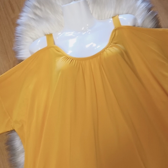 ASHRO Gold Cold Shouldered Jersey Blouse - Picture 10 of 12